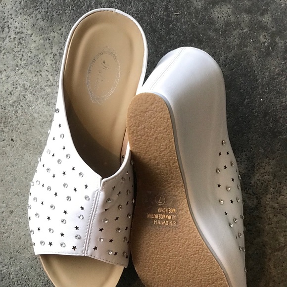 Italina White Embellished Comfort Wedge Heeled Sandal 10 - Picture 6 of 8